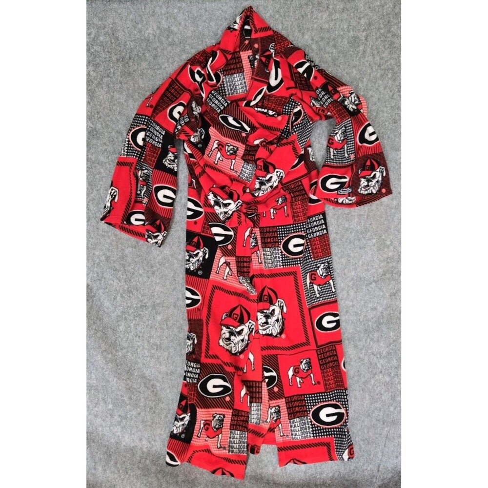 Vintage Collegiate Snuggie Georgia University Bulldogs Blanket With Sleeves